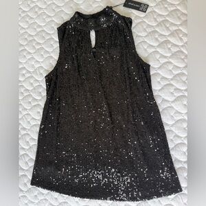 Cable & Gauge Black Sequin Halter Top